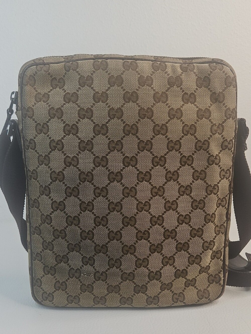 Authentic Gucci GG Supreme Canvas Messenger Crossbody Bag Beige Brown - Picture 5 of 14